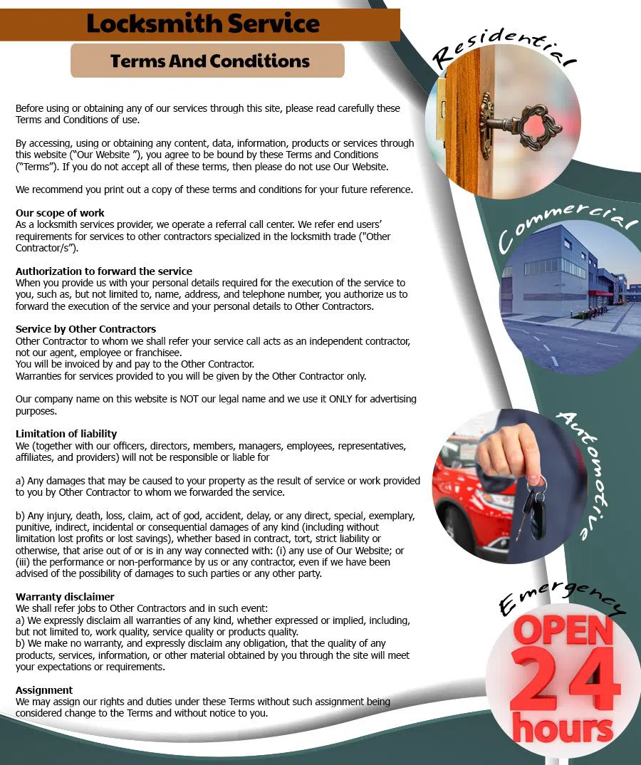 Agoura Hills Locksmith Store Agoura Hills, CA 818-531-9691 - Terms-and-conditions